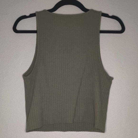 Muted Green American Eagle Crop Tank Top - Picture 2 of 5